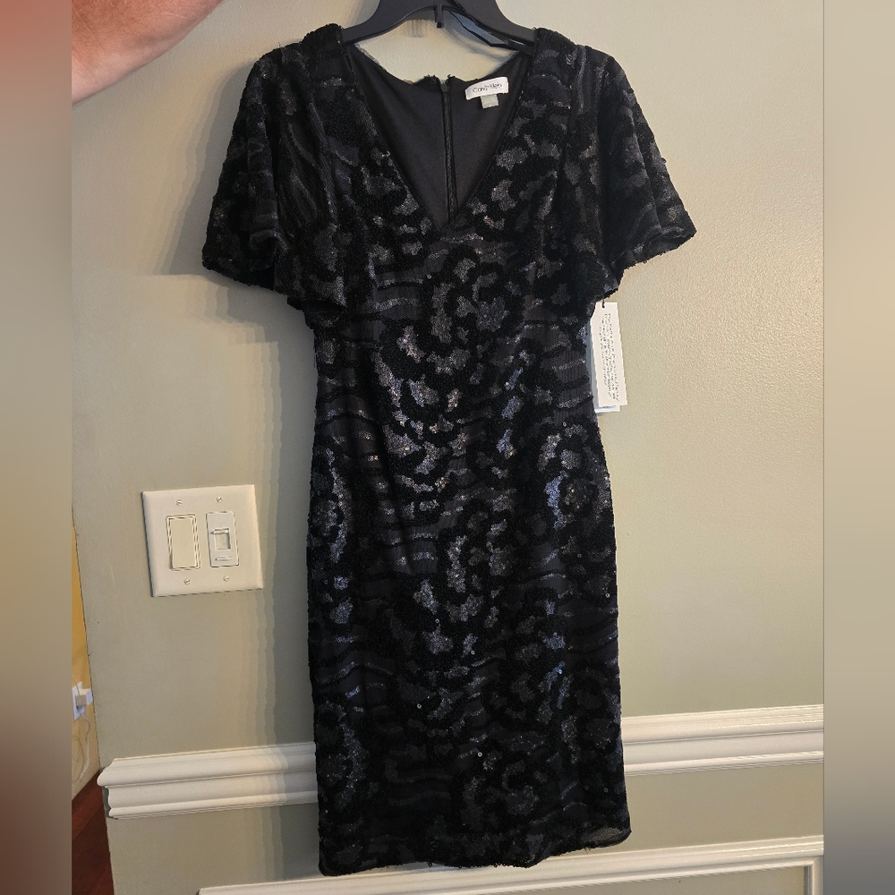 Calvin Klein Black Sequin Sheath Dress